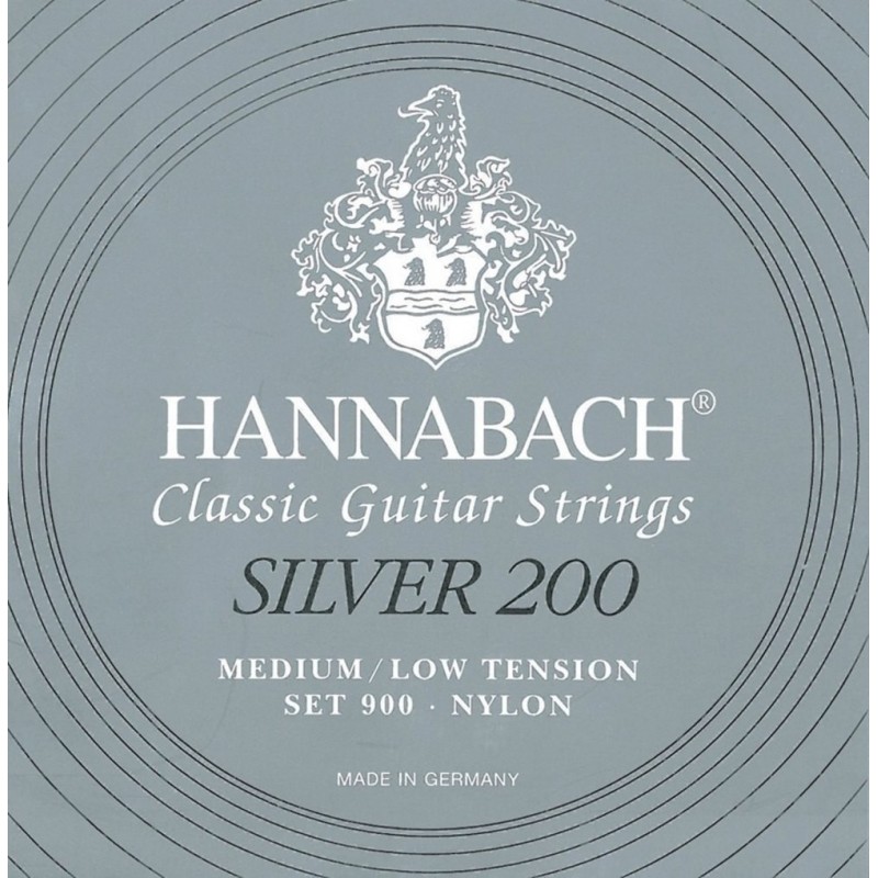 Hannabach 7164947 Struny do gitary klasycznej Serie 900 Medium/Low Tension Silver 200